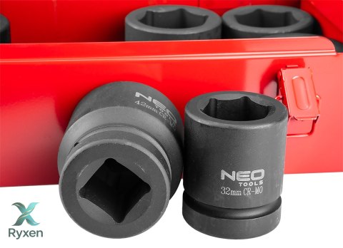Nasadki udarowe 1", 27-50 mm, zestaw 9 szt. NEO TOOLS