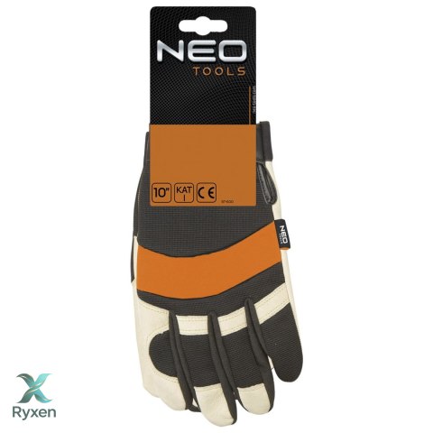 Rękawice robocze, skóra świńska licowa, neopren, 10" NEO TOOLS
