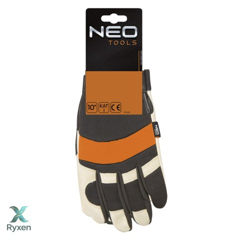 Rękawice robocze, skóra świńska licowa, neopren, 10" NEO TOOLS