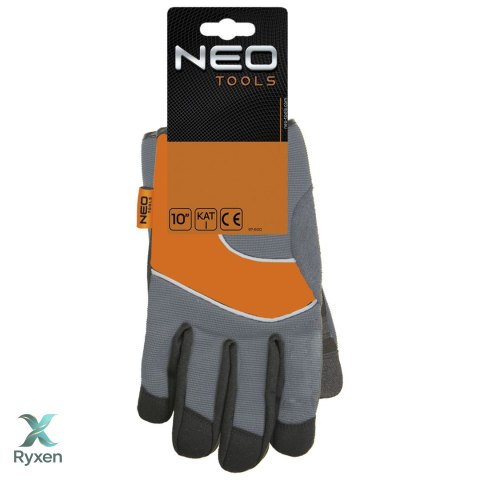 Rękawice robocze, skóra syntetyczna, wstawki PCV, 10" NEO TOOLS