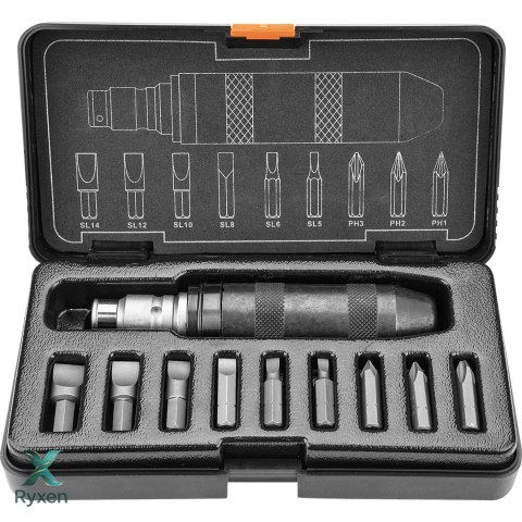 Wkrętak udarowy, zestaw 11 szt. NEO TOOLS