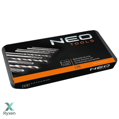 Wykrętaki do zerwanych śrub z wiertłami pilotującymi, zestaw 10 szt. NEO TOOLS