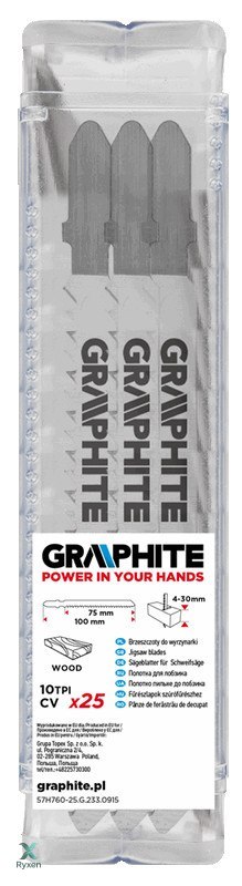 Brzeszczoty do wyrzynarki, 10 TPI, uchwyt typu T, 25 szt. GRAPHITE