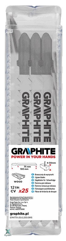 Brzeszczoty do wyrzynarki, 15 TPI, uchwyt typu T, 25 szt. GRAPHITE