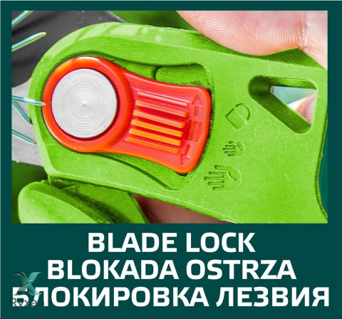 Sekator ogrodowy kowadełkowy, regulacja rozstawu, średnica cięcia 12 mm VERTO