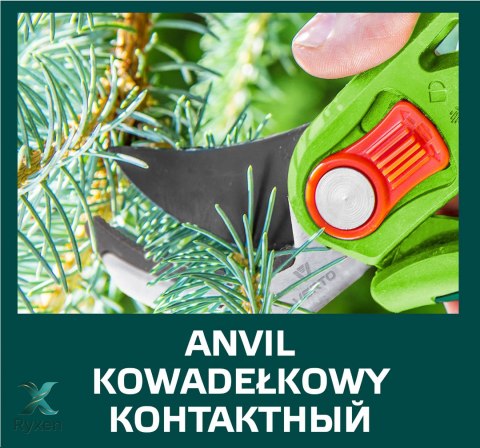 Sekator ogrodowy kowadełkowy, regulacja rozstawu, średnica cięcia 12 mm VERTO