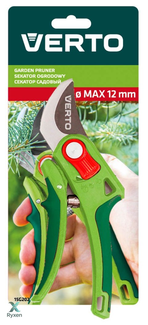 Sekator ogrodowy kowadełkowy, regulacja rozstawu, średnica cięcia 12 mm VERTO
