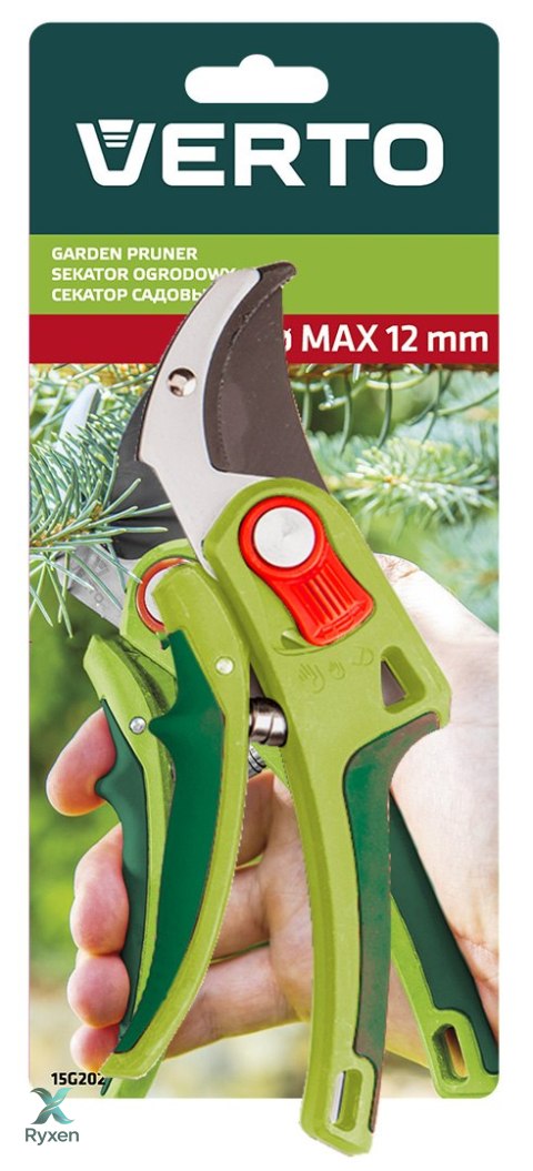 Sekator ogrodowy kowadełkowy, regulacja rozstawu, średnica cięcia 12 mm VERTO