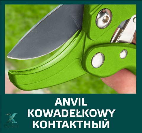 Sekator ogrodowy kowadełkowy z grzechotką, średnica cięcia 20 mm VERTO