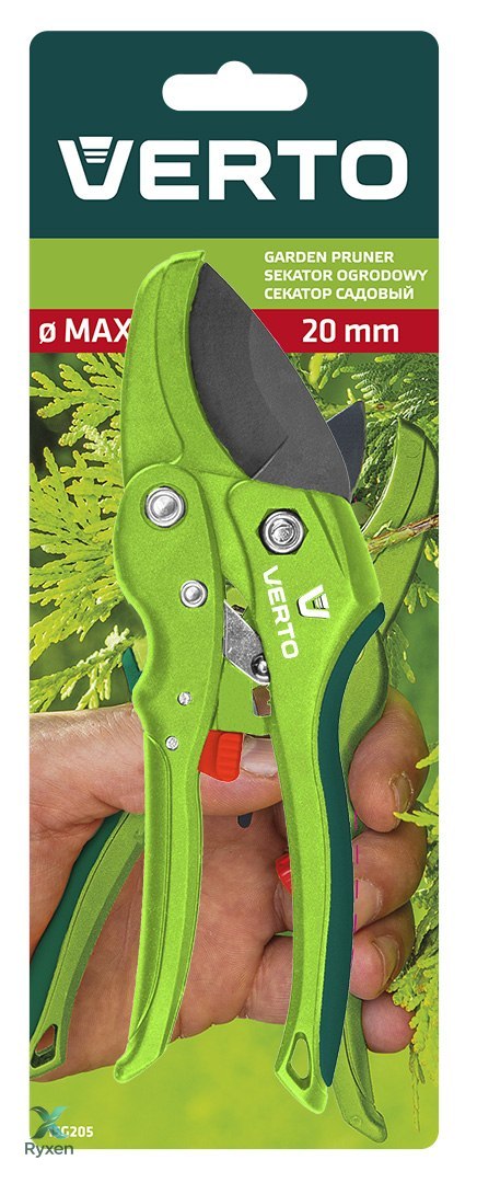 Sekator ogrodowy kowadełkowy z grzechotką, średnica cięcia 20 mm VERTO