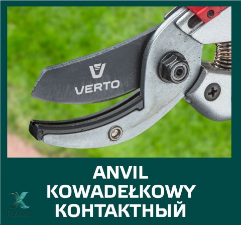 Sekator ogrodowy kowadełowy 195 mm, aluminiowy, średnica cięcia 18 mm VERTO