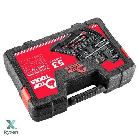 Zestaw kluczy nasadowych 1/4", 1/2", 53 szt. Top Tools