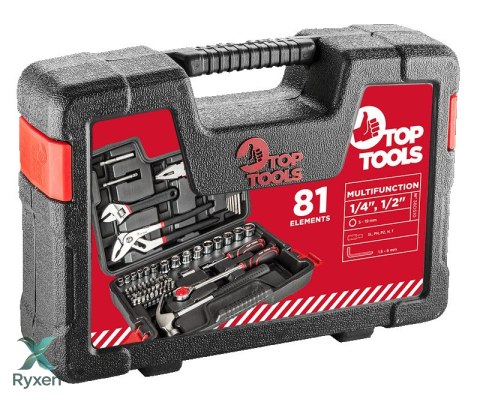 Zestaw narzędziowy 1/4", 1/2" 81 szt. Top Tools