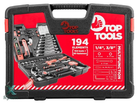 Zestaw narzędziowy 1/4", 3/8" 194 szt. Top Tools