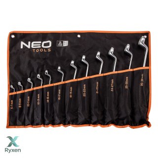Klucze oczkowe odgięte 6-32 mm, zestaw 12 szt. NEO TOOLS