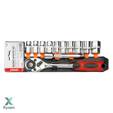Klucz nasadowy grzechotka zestaw 11 szt 1/2" 10-24mm amio-02412 AMiO