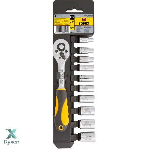 Klucze nasadowe 1/4", zestaw 11 szt. TOPEX