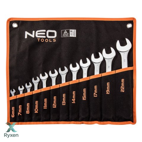 Klucze płasko-oczkowe 6-22 mm, zestaw 12 szt. NEO TOOLS
