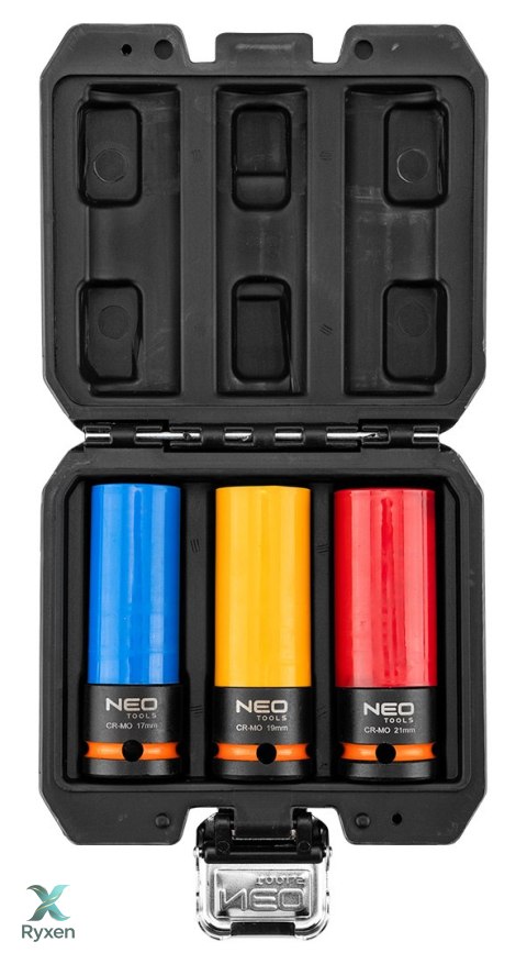 Nasadki do felg aluminiowych - zestaw 3 szt. (17 mm, 19 mm, 21 mm), Cr-Mo NEO TOOLS