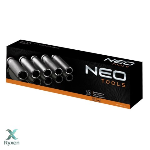 Nasadki udarowe 1/2", 10-24 mm, zestaw 10 szt., CrMo NEO TOOLS