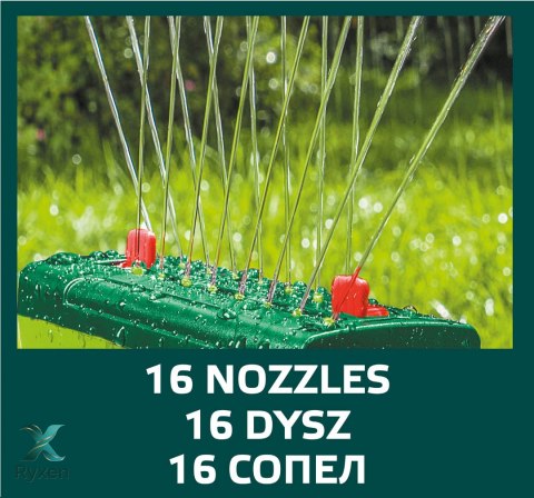 Zraszacz oscylacyjny z wielokierunkową regulacją zasięgu, powierzchnia zraszania do 208 m2 VERTO