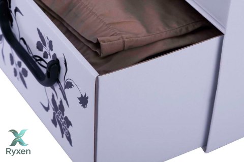 Pudełko kartonowe 2 szuflady pionowe BAROKOWE KWIATY BIAŁE Aroma Smak