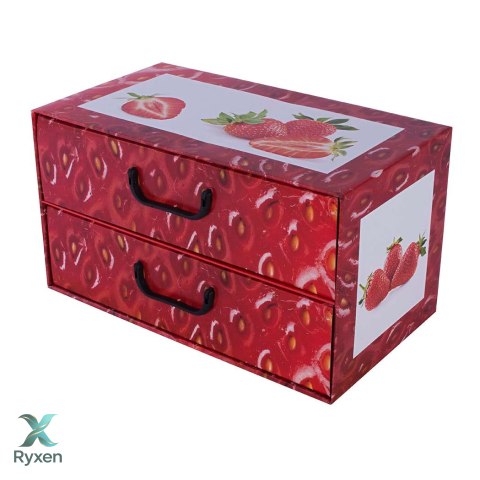 Pudełko kartonowe 2 szuflady poziome OWOCE TRUSKAWKA Aroma Smak