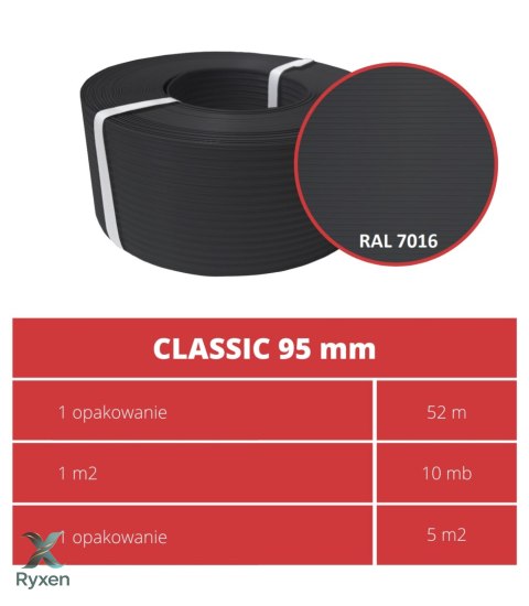 Taśma ogrodzeniowa 52mb Thermoplast® CLASSIC LINE 9,5cm GRAFIT PROTECTO