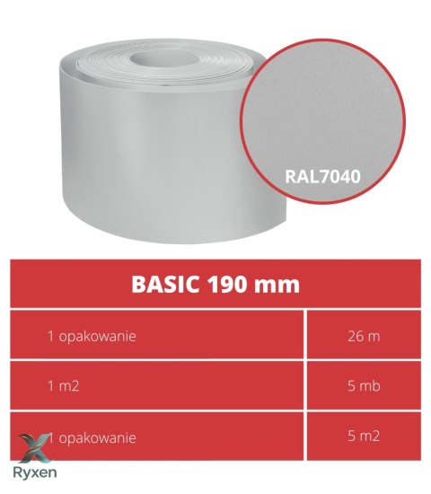 Taśma ogrodzeniowa ROLKA 26mb BASIC 19cm PROTECTO™ SZARA PROTECTO