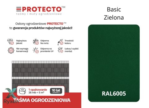 Taśma ogrodzeniowa ROLKA 26mb BASIC 19cm PROTECTO™ ZIELONA PROTECTO
