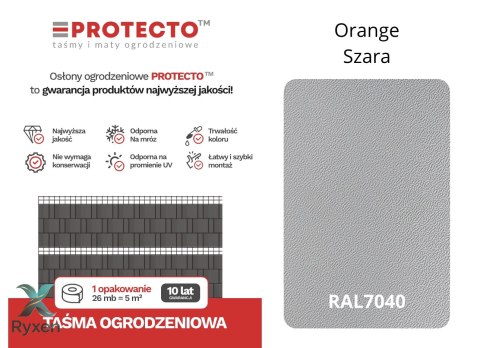 Taśma ogrodzeniowa ROLKA 26mb ORANGE 19cm PROTECTO™ SZARA PROTECTO