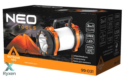 Lampa biwakowa akumulatorowa 800 lm powerbank 3 w 1 CREE T6 + SMD LED NEO TOOLS