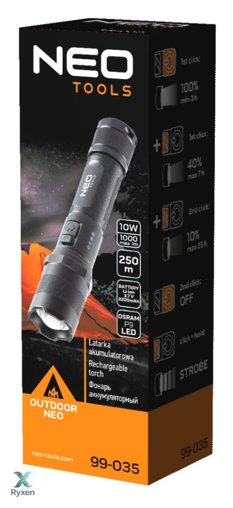 Latarka akumulatorowa USB 1000 lm OSRAM P9 LED NEO TOOLS