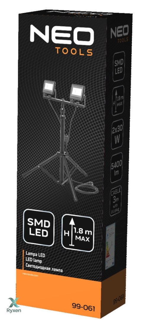 Reflektor podwójny 2x30W SMD LED 5100lm na statywie 1.8m NEO TOOLS
