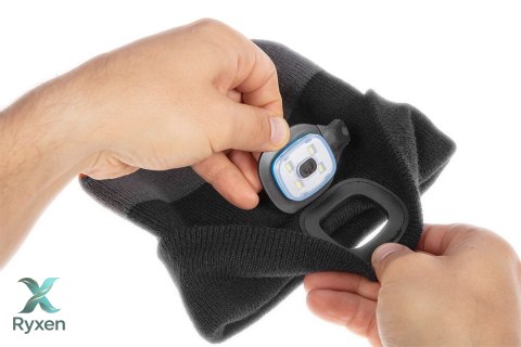 Czapka z latarką LED, czarno-szaro-pomarańczowa WARM NEO TOOLS