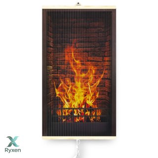 Grzejnik na podczerwień - giętki panel grzewczy 430W TRIO wzór 1 kominek, wymiary 100x57cm z regulatorem TRIO
