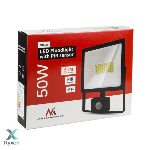 Naświetlacz LED z czujnikiem ruchu Maclean, slim 50W, 4000lm, barwa neutralna biała (4000K), IP44, MCE650 NW PIR Maclean