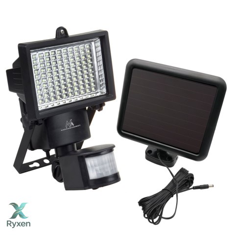 Solarny naświetlacz LED z czujnikiem ruchu Maclean Energy IP44, 6W, 360lm, 6000K zimna biała, akumulator Li-ion 2400 mAh, 5,5V D Maclean