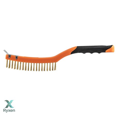 Szczotka druciana, drut mosiężny, 3x19 rzędów, ze skrobakiem NEO TOOLS