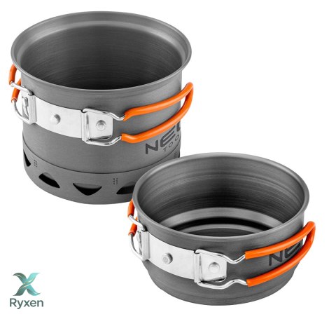 Garnki turystyczne 2 w 1 z radiatorem + torba NEO TOOLS