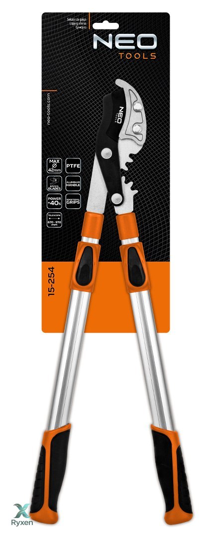 Kowadełkowy sekator do gałęzi 670 mm, zakres do 42 mm, przekładnia zwiększajaca siłe nacisku o 40%, NEO TOOLS
