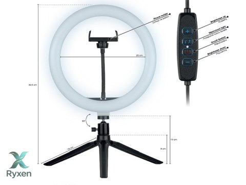 Lampa pierścieniowa TRACER RING 26cm z mini statywem TRACER