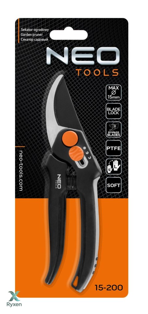 Sekator by-pass 185 mm, zakres do 15 mm, regulowany rozstaw NEO TOOLS