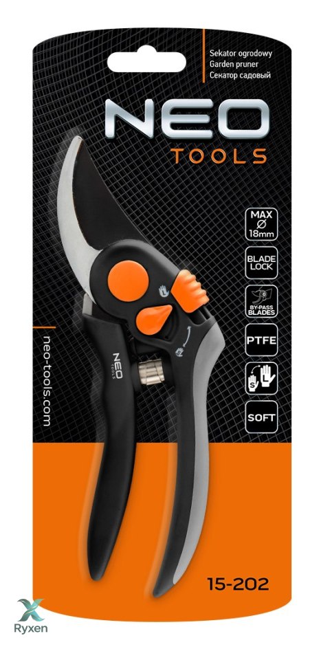 Sekator by-pass 200 mm, zakres do 18 mm, regulowany rozstaw NEO TOOLS