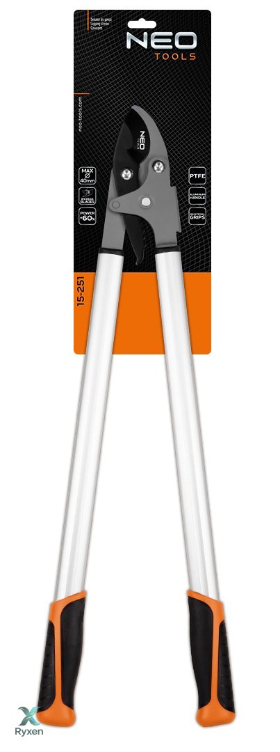 Sekator do gałęzi by-pass 765 mm, zakres do 40 mm, przekładnia zwiększajaca siłe nacisku o 60% NEO TOOLS