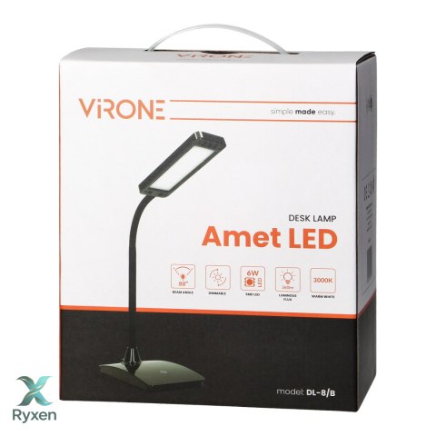 AMET LED DIM 6W, lampka biurkowa, 360lm, 3000K, czarna, funkcja ściemniania Orno