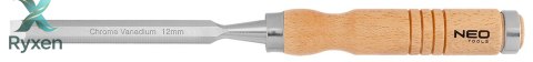 Dłuta 6, 12, 18, 24 mm, zestaw 4 szt., uchwyt drewniany NEO TOOLS