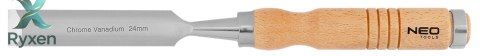 Dłuta 6, 12, 18, 24 mm, zestaw 4 szt., uchwyt drewniany NEO TOOLS