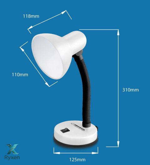 ELD109W Esperanza lampka biurkowa e27 vega biała Esperanza
