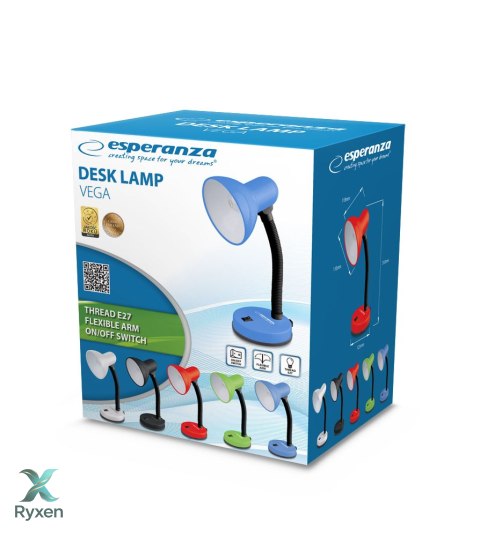 ELD109W Esperanza lampka biurkowa e27 vega biała Esperanza